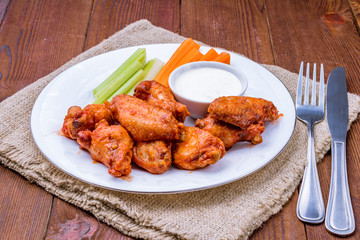 Buffalo chicken wings with blue cheese sauce