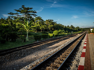 Fototapeta na wymiar train station at the countryside in the morning