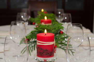 	Close up of a set table for Christmas