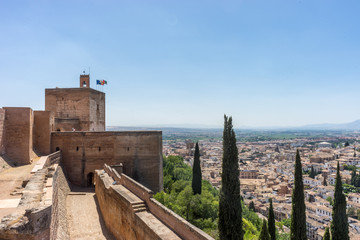 Aerial view of the city of Granada, Albaycin , viewed from the Alhambra palace in Granada, Spain, Europe
