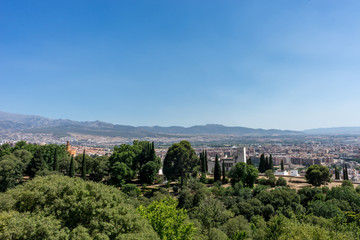 Fototapeta na wymiar City outskirts of Granada, Albaycin , viewed from the Alhambra palace in Granada, Spain, Europe