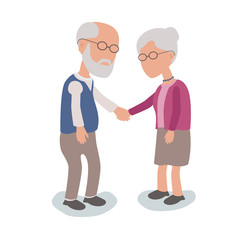 Obraz premium Elderly Man and Woman Holding Hands