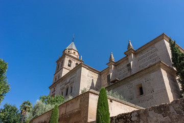 Fototapeta na wymiar St. Mary Church of the Alhambra (Church of Santa Maria de la Alhambra) at the Alhambra Palace complex in Granada, Andalusia, Spain, Europe