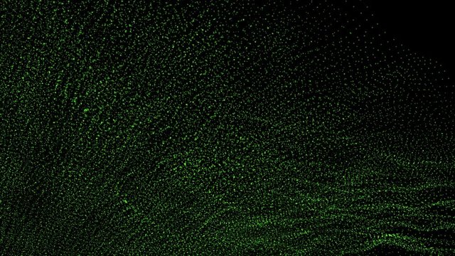 Abstract green waves and particles, background image for your design
