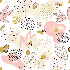 Poster Abstract seamless pattern with chaotic painted elements. Vector Hand drawn texture with different lines, dots and shapes. Creative universal artistic Fun background in Scandinavian style. © n.bird