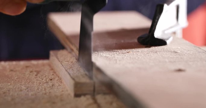 Cut wood with jigsaw