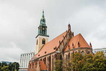 Fototapeta na wymiar The Church of St. Mary in Berlin in Germany on the Alexanderplatz square.