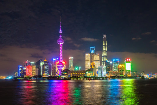 Pudong area of Shanghai at night