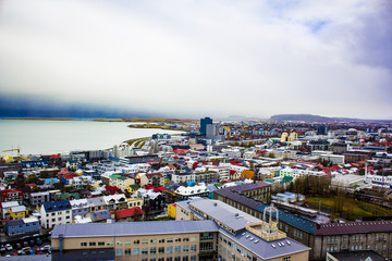 Rainbow Roofs and Buildings of Reykjavik Iceland