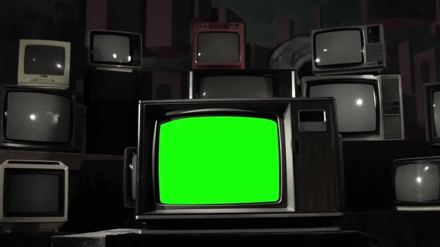 Old TV Green Screen. Black and White to Color.  You can replace green screen with the footage or picture you want with &ldquo;Keying&rdquo; effect in After Effects  (check out tutorials on YouTube). 