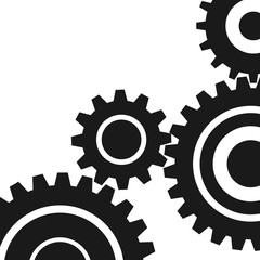 four pieces gears set icon on background.