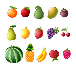 set collection of fresh fruit