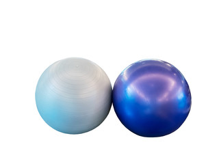 white and purple yoga ball isolated on white background