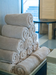 new rolled towels ready for use