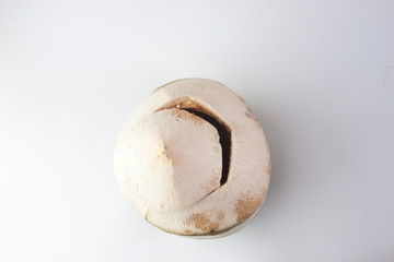 coconut cut open isolated on white background