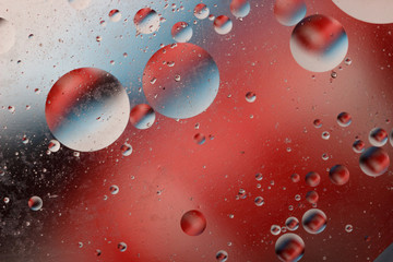 Abstract image with colorful circles and shapeless bodies on a colored background.