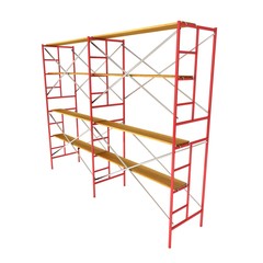 Scaffolding metal construction isolated on white. 3d render illustration