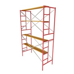 Scaffolding metal construction isolated on white. 3d render illustration