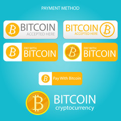 bitcoin payment button set,bitcoin cryptocurrency digital money vector
