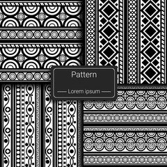 Set of black and white geometric patterns. Vector