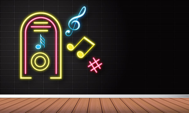 Vector Realistic Isolated Neon Sign Of Jukebox For Decoration And Covering On The Wall Background Concept Of Music Dj And Concert Vector Realistic Isolated Neon Retro Sign Of Vinyl And Notes Stock Vector Realistic Isolated Neon Sign Of Jukebox For Decoration And Covering On The Wall Background Concept Of Music Dj And Concert Vector Realistic Isolated Neon Retro Sign Of Vinyl And Notes Stock