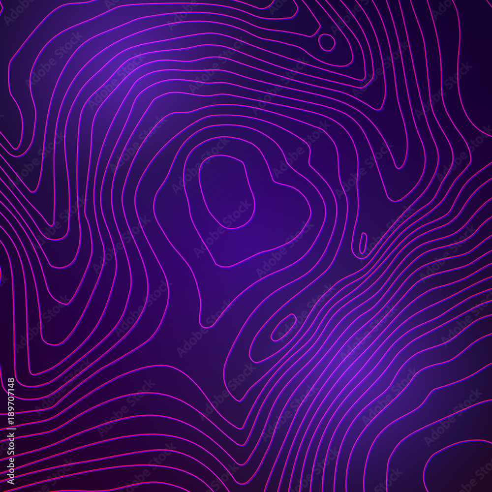 Poster Topographic map colorful abstract background with contour lines