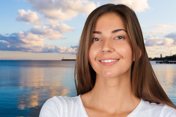 Closeup portrait of young woman casual portrait