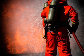 Fototapeta premium Fire drills in the training center regularly to get ready.