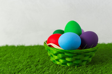 Easter eggs on the grass