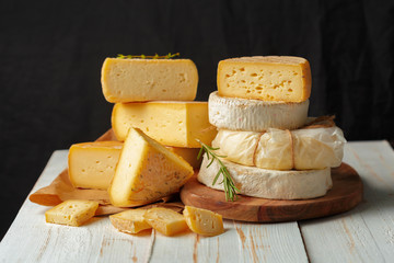 cheese on wooden table