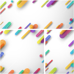 White abstract backgrounds with colorful strokes.