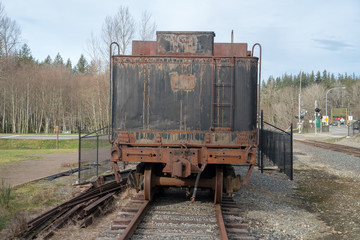 Fototapeta na wymiar an old rail car, decommissioned