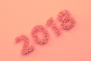 2018 number from red balls on red background