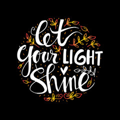 Let your light shine hand lettering.
