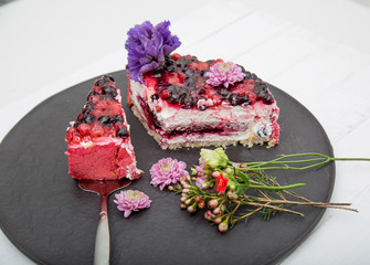 Obraz na płótnie Canvas Mix berry cake or cheesecake