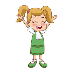 Cute school girl cartoon icon vector illustration graphic design