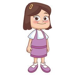 Cute school girl cartoon icon vector illustration graphic design