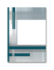 Brochure cover A4 template with teal strips on the gray background. White text box. Geometric abstract layout for portfolio, books, magazines, presentations. Modern technology design