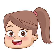 Cute girl face cartoon icon vector illustration graphic design