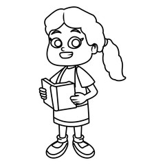 Cute school girl cartoon icon vector illustration graphic design