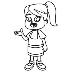 Cute school girl cartoon icon vector illustration graphic design