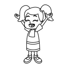 Cute school girl cartoon icon vector illustration graphic design