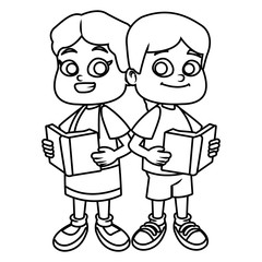 Little school kids cartoon icon vector illustration graphic design