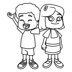 Little school kids cartoon icon vector illustration graphic design