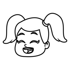 Cute girl face cartoon icon vector illustration graphic design
