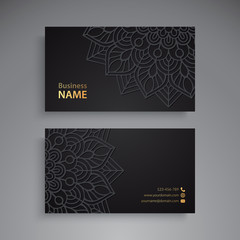 Business Card. Vintage decorative elements. Ornamental floral business cards or invitation with mandala