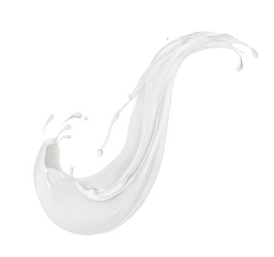 Splashes of cosmetic cream or dairy product close-up on a white background