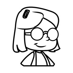 School girl with glasses cartoon icon vector illustration graphic design