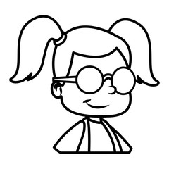 School girl with glasses cartoon icon vector illustration graphic design