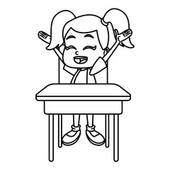 School girl on desk cartoon icon vector illustration graphic design